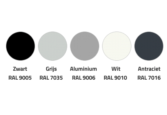 Overzicht beschikbare RAL-kleuren