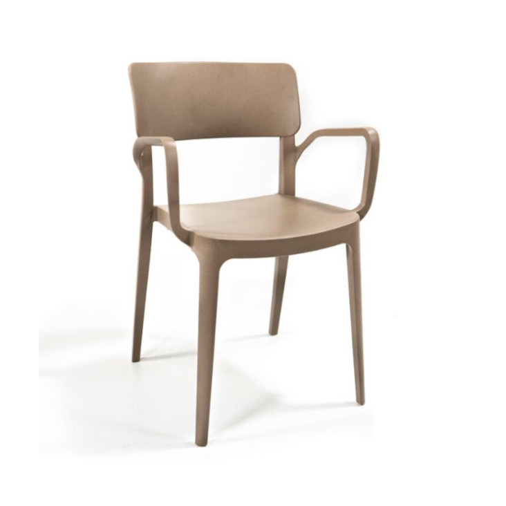 Stapelbare kantinestoel Nora met armleggers - kleur beige