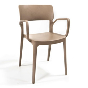 Stapelbare kantinestoel Nora met armleggers - kleur beige