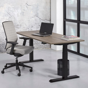 Zit-sta bureau Professional - zwart frame - logan eiken blad